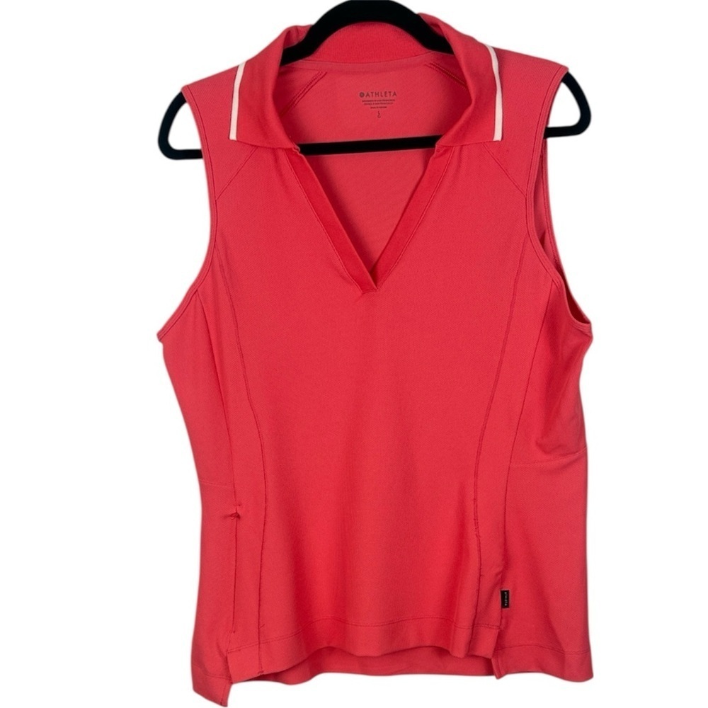 Athleta Activewear Golf Coral Everyday Sleeveless Polo Tank Top Size Large